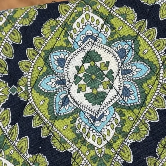 Vera Bradley Navy, Green and Light Blue Paisley Wristlet Wallet - Picture 3 of 5